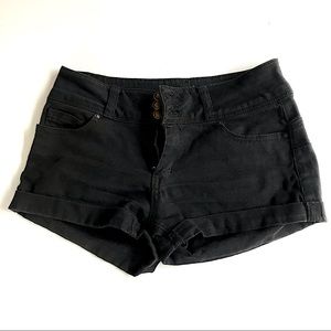 Wax Jean Black Push-Up Denim Shorts rolled cuffs S